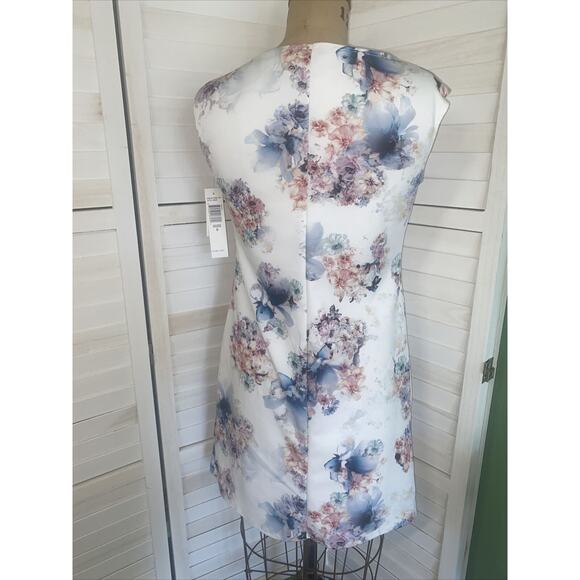 New W/ Tag TIANA B. Stretch A Line Floral SCOOP NECK Tank DRESS Size 6 USA - Picture 6 of 7